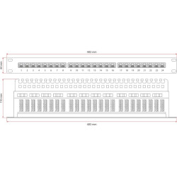Patch panel UTP kat.5e 24 porty LSA 1U 