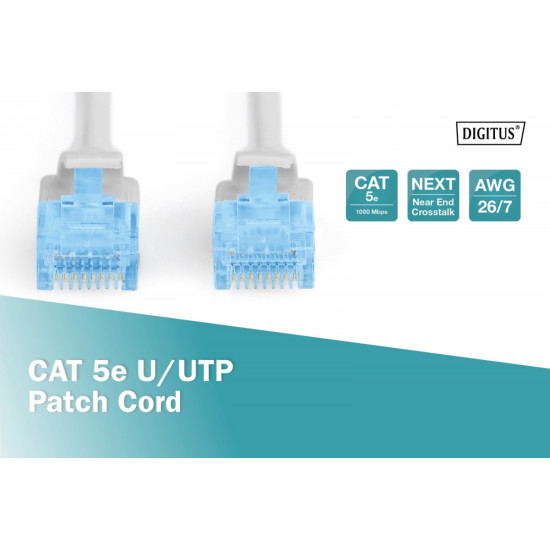Patch cord U/UTP kat.5e PVC 20m szary 