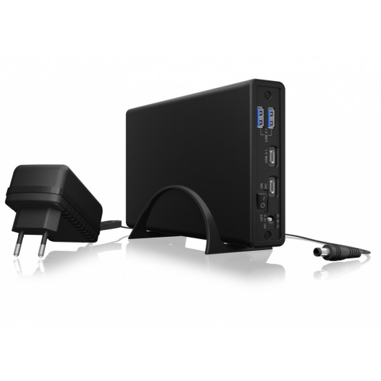 Obudowa IB-382H-C31 2,5/3,5 HDD z wbudowanym HUB 1xUSB-C, 2xUSB -A,  12V2A