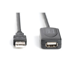 Kabel przedłużający USB 2.0 HighSpeed Typ USB A/USB A M/Ż aktywny, czarny 20m