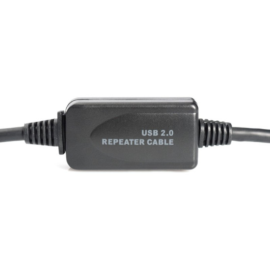 Kabel przedłużający USB 2.0 HighSpeed Typ USB A/USB A M/Ż aktywny, czarny 20m