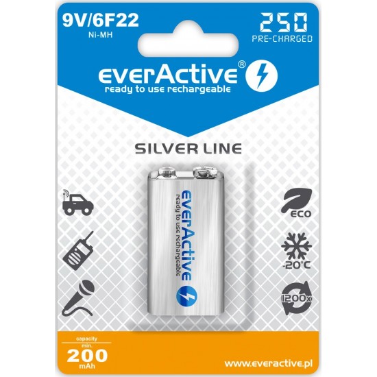 Akumulatorek 6F22/9V NI-MH 250 mAh 1 szt. ready to use Akumulatorek 6F22/9V NI-MH 250 mAh 1 szt. ready to use