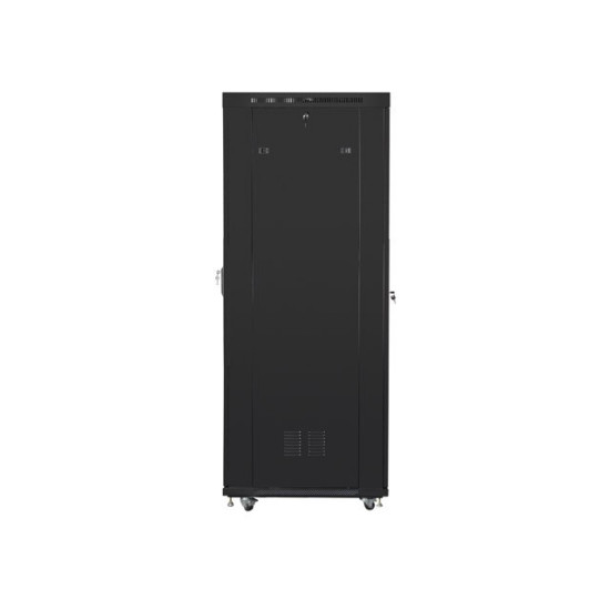 Szafa instalacyjna rack stojąca 19 cali 37U 800x1000 czarna drzwi perforowane LCD ( Flat pack) 