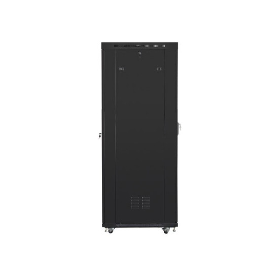 Szafa instalacyjna rack stojąca 19 cali 37U 800x1000 czarna drzwi perforowane LCD ( Flat pack) 