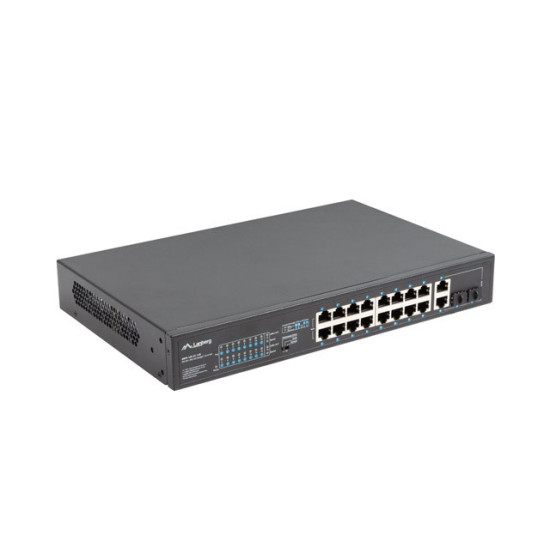 Przełącznik Switch 16X100MB POE+/2XCombo niezarządzalny rack 19 cali Gigabit Ethernet 150W 