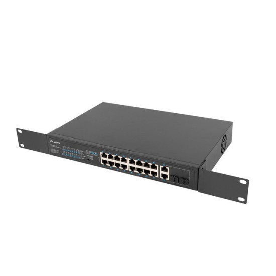 Przełącznik Switch 16X100MB POE+/2XCombo niezarządzalny rack 19 cali Gigabit Ethernet 150W 