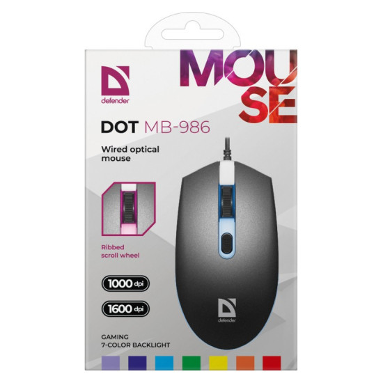 Mysz gamingowa DOT MB-986 optyczna 7 kolorów 1000dpi 4P 