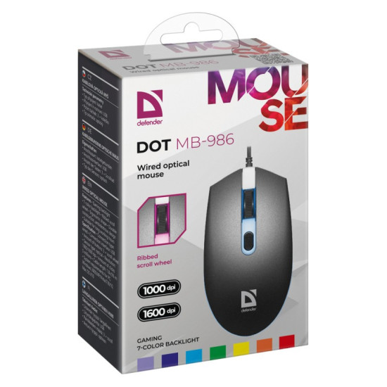 Mysz gamingowa DOT MB-986 optyczna 7 kolorów 1000dpi 4P 