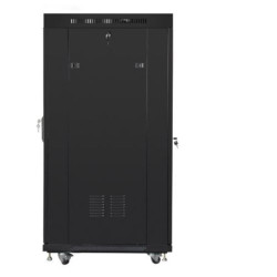 Szafa instalacyjna rack stojąca 19 cali  27u 800x1000 czarna drzwi szklane LCD (flat pack)