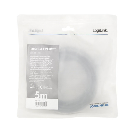 Kabel DisplayPort 4K/60 Hz,DP/M do DP/M,alu. 5m 