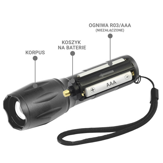 Latarka ręczna diodowa LED 600 lumenów FL600 dioda CREE XM-L2