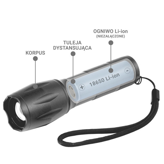 Latarka ręczna diodowa LED 600 lumenów FL600 dioda CREE XM-L2