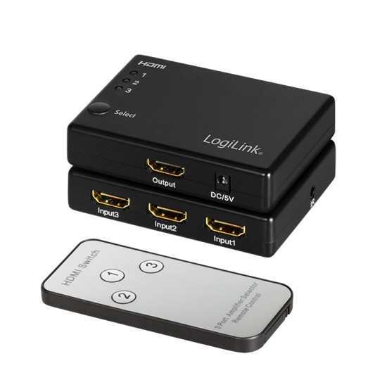 Przełącznik Switch 3x1 HDMI, 1080p 60Hz, z pilotem 