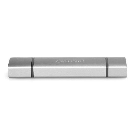 Czytnik kart 3-portowy USB Typ C/ USB 3.0 SuperSpeed SD Micro SD HQ  aluminium Szary