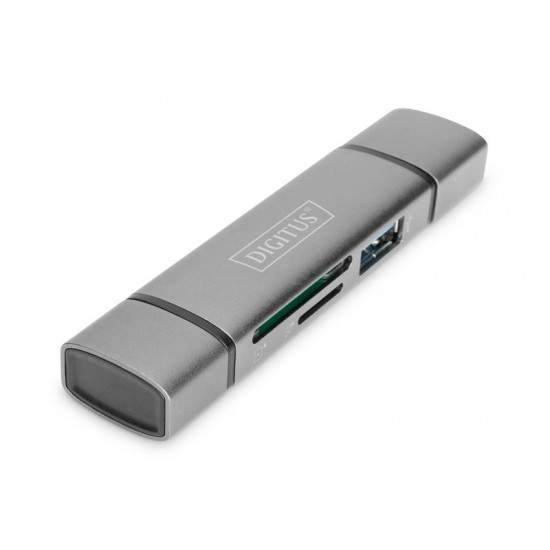 Czytnik kart 3-portowy USB Typ C/ USB 3.0 SuperSpeed SD Micro SD HQ aluminium Szary Czytnik kart 3-portowy USB Typ C/ USB 3.0 SuperSpeed SD Micro SD HQ aluminium Szary