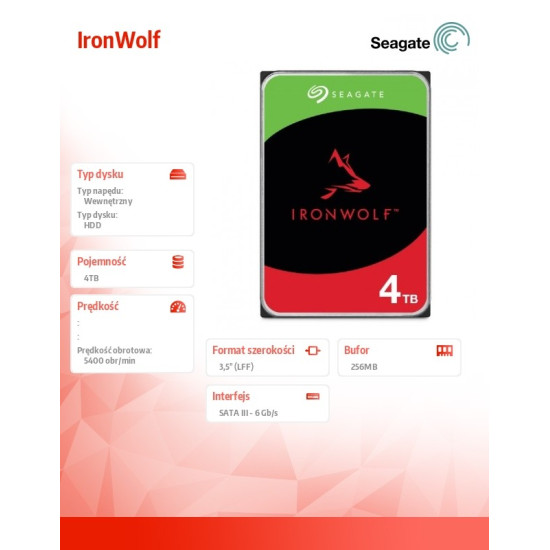 Dysk IronWolf 4TB 3,5 256MB ST4000VN006