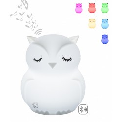 Lampka nocna silikonowa zmieniająca kolory z głośnikiem Bluetooth Świetlaczek Sówka HU HU Lampka nocna silikonowa zmieniająca kolory z głośnikiem Bluetooth Świetlaczek Sówka HU HU