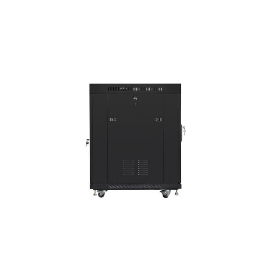 Szafa instalacyjna RACK stojąca 19 15U 800X1000 czarna drzwi szklane LCD  (FLAT PACK) 