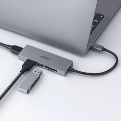 CB-C63 aluminiowy HUB USB-C | Ultra Slim | 4w1 | 3xUSB 3.1 | 1xMicroSD i SD