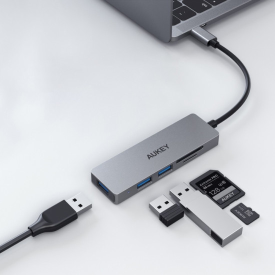 CB-C63 aluminiowy HUB USB-C | Ultra Slim | 4w1 | 3xUSB 3.1 | 1xMicroSD i SD