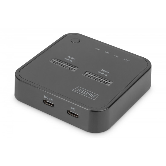 Podwójna stacja dokująca do dysków SSD M.2 NVMe z funkcją klonowania offline, USB-C, Czarna