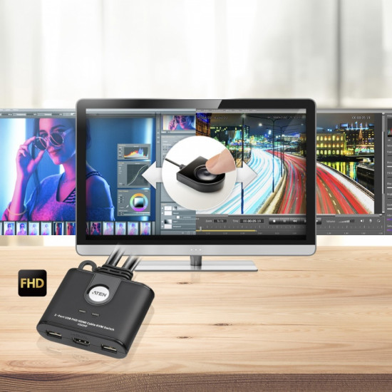 Przełącznik 2 portowy USB VGA FHD HDMI KVM Switch