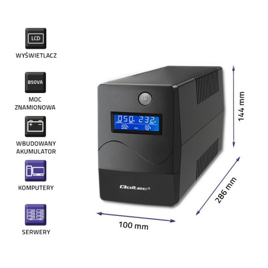 Zasilacz awaryjny UPS | Monolith | 850VA | 480W | LCD | USB |    RJ45 