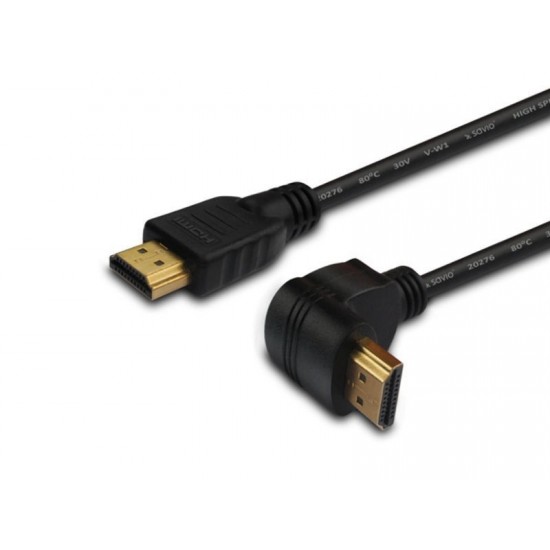 Kabel HDMI kątowy złoty v1.4 3D, 4Kx2K, 1.5m, CL-04