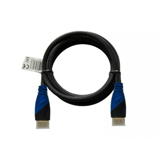 Kabel HDMI (M) 2m, oplot nylonowy, złote końcówki, v1.4 high speed, ethernet/3D, CL-48