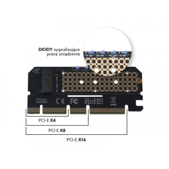 Karta rozszerzeń, adapter M.2 NVMe M-Key PCI-E, AK-41