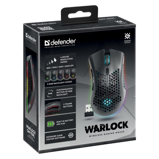 Mysz gamingowa bezprzewodowa Warlock GM-709L Optic RF RGB 2400 dpi 8P 