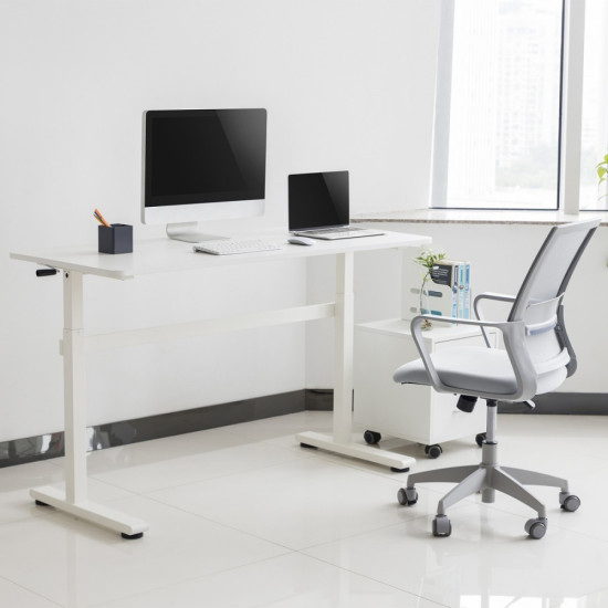 Biurko Ergo Office ER-401W Ręczna regulacja wysokości Białe