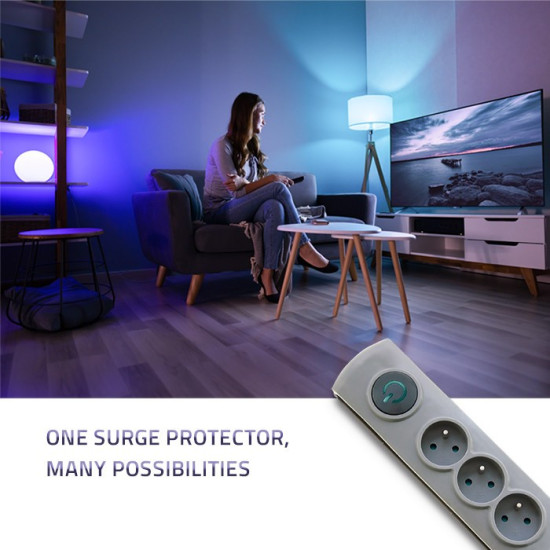 Listwa antyprzepięciowa Quick Switch, 4 gniazda, 1,5m, szara 