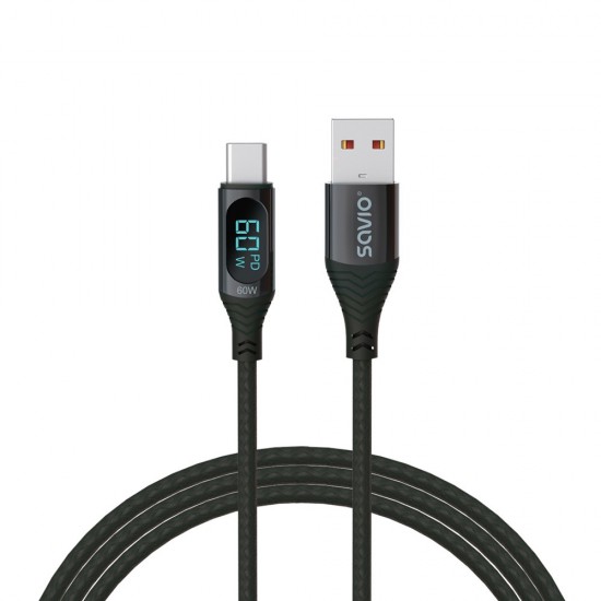 Kabel USB z wyświetlaczem, 60W, 1m, CL-172