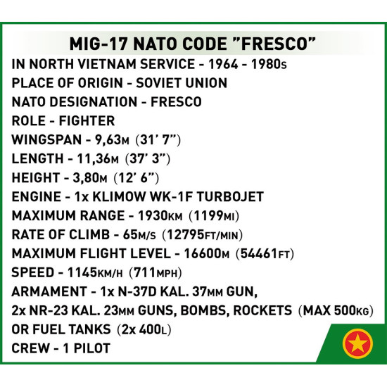 Klocki Historicall Collection Vietnam War MIG17 Nato Code Fresco