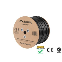 KABEL LAN UTP KAT-5E 305M DRUT OUTDOOR ŻELOWANY CU CZARNY FLUKE PASSED LANBERG