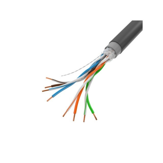 KABEL LAN UTP KAT-5E 305M DRUT OUTDOOR ŻELOWANY CU CZARNY FLUKE PASSED LANBERG