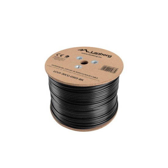 KABEL LAN UTP KAT-5E 305M DRUT OUTDOOR ŻELOWANY CU CZARNY FLUKE PASSED LANBERG
