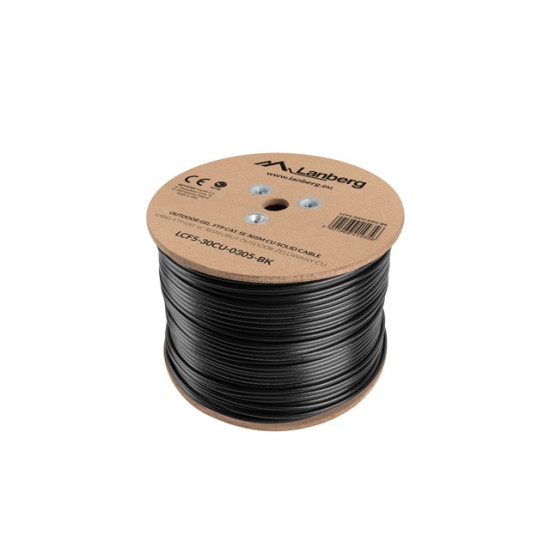 KABEL LAN FTP KAT-5E 305M DRUT OUTDOOR ŻELOWANY CU CZARNY FLUKE PASSED LANBERG