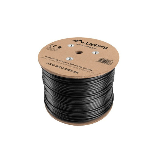 KABEL LAN UTP KAT-6 305M DRUT OUTDOOR ŻELOWANY CU CZARNY FLUKE PASSED LANBERG