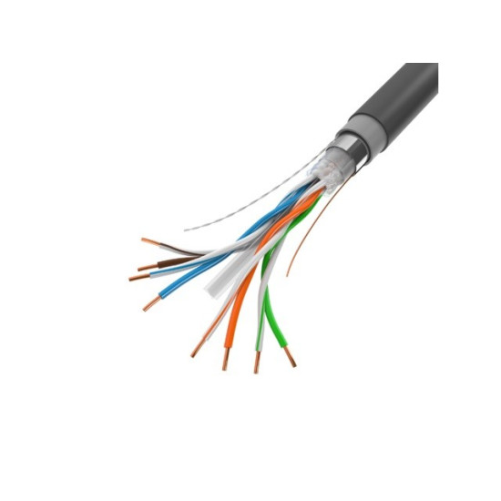KABEL LAN FTP KAT-6 305M DRUT OUTDOOR ŻELOWANY CU CZARNY FLUKE PASSED LANBERG