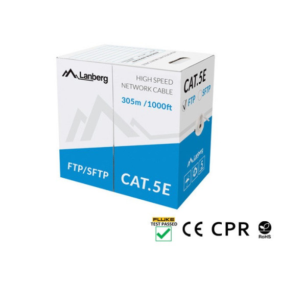 Kabel FTP Kat.5E CU 305 m drut szary