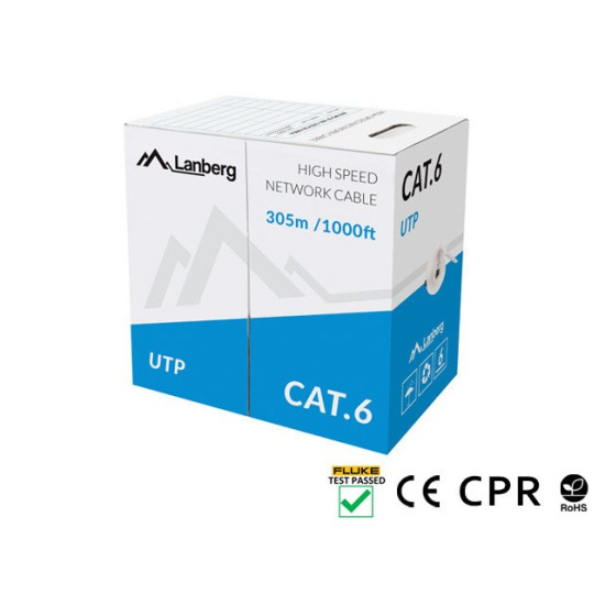 Kabel UTP Kat.6 CU 305 m drut szary