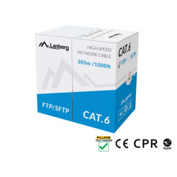 Kabel FTP Kat.6 CU 305 m drut szary