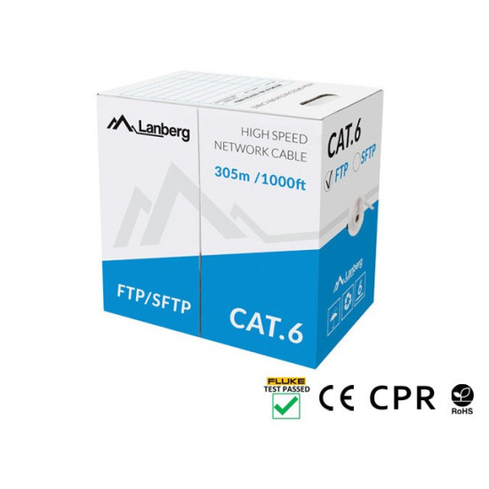 Kabel FTP Kat.6 CU 305 m drut szary