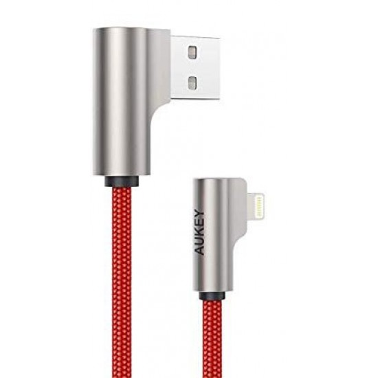 CB-AL01 Red OEM nylonowy kabel USB - Lightning | 2m | wtyki 90 stopni | certyfikat MFi