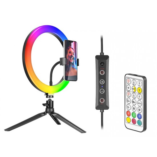 Lampa pierścieniowa RGB RING 26 cm ze statywem 