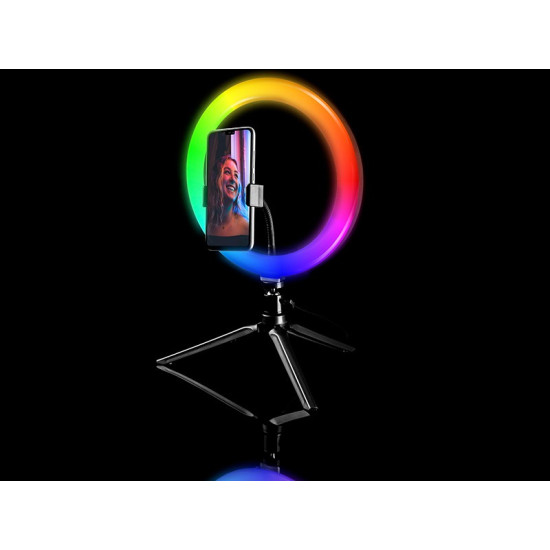 Lampa pierścieniowa RGB RING 26 cm ze statywem 