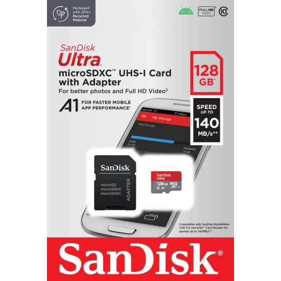 Karta Ultra microSDXC 128GB 140MB/s A1 + Adapter SD 