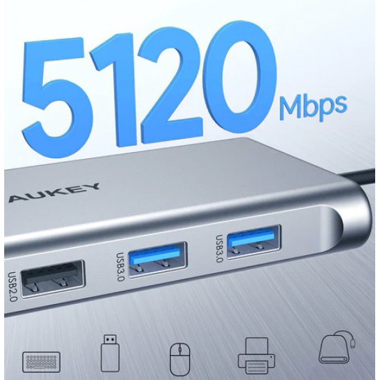 CB-C89 aluminiowy Hub USB-C | 10w1 | RJ45 Ethernet 10/100/1000Mbps | 4xUSB | HDMI 4k@30Hz | SD i microSD | USB-C Power Delivery 100W